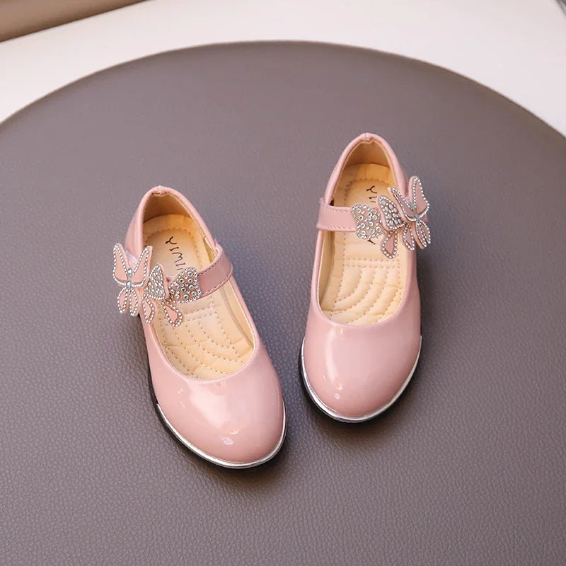 Girls' Rhinestone Butterfly Party Loafers