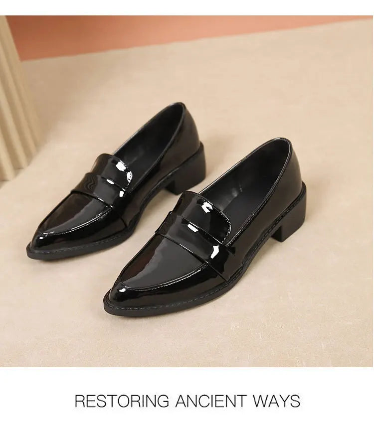 Women's Black Patent Leather Work Loafers