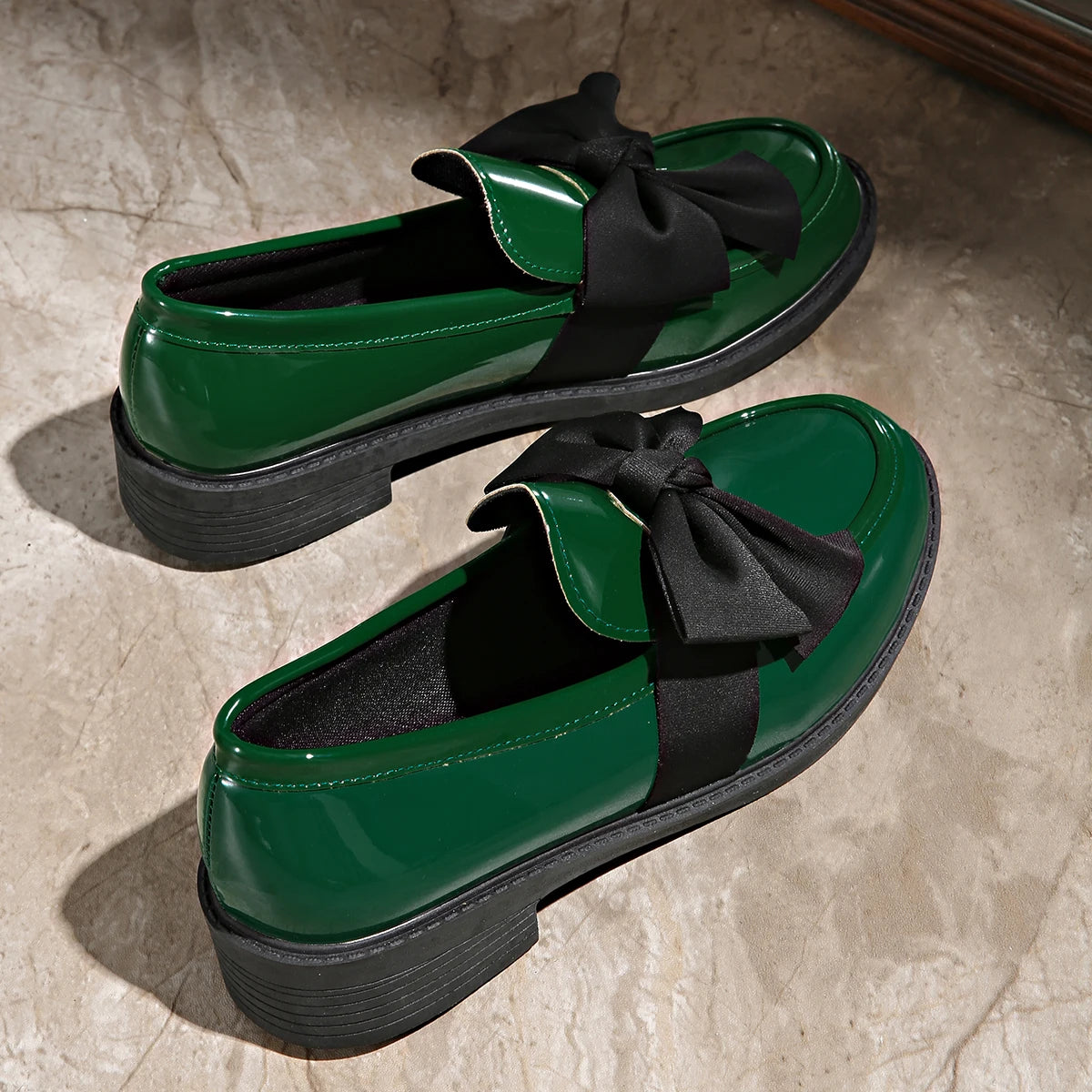 Women's Patent Leather Bow Loafers