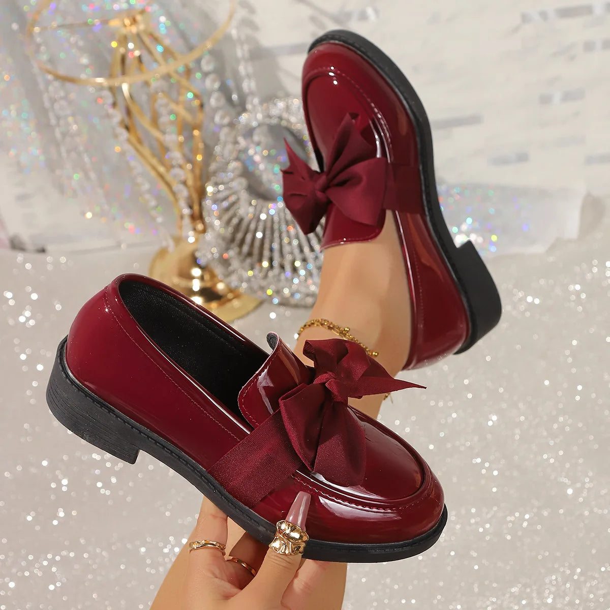 Women's Bow Platform Slip-On Loafers