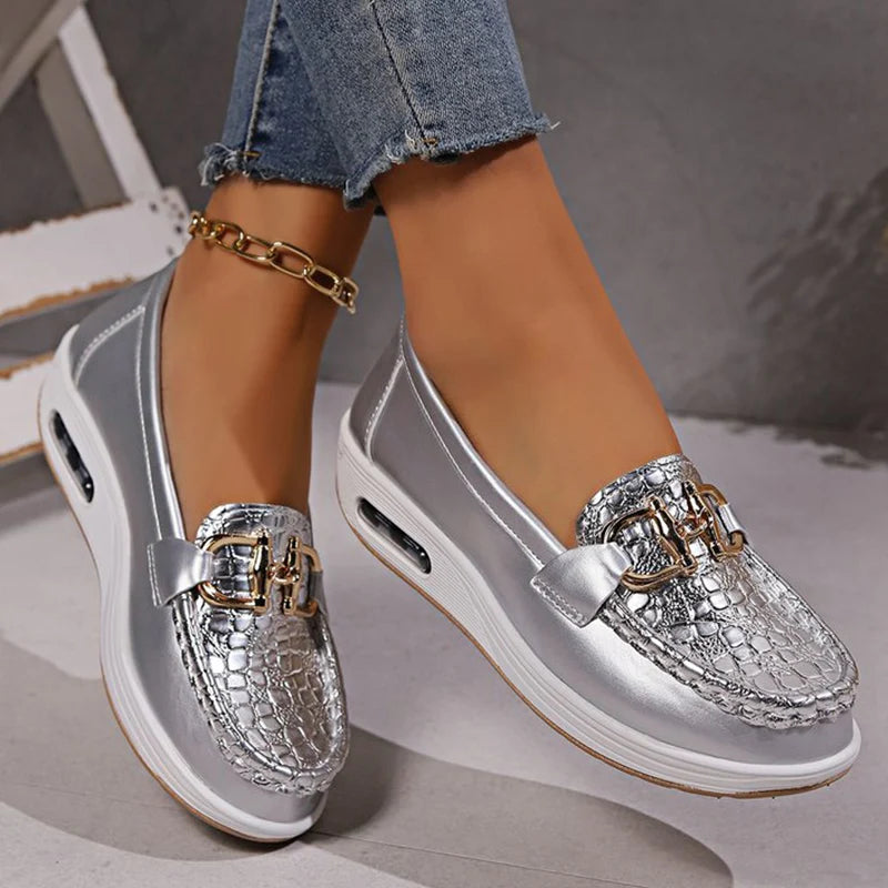Women's PU Leather Wedge Loafers