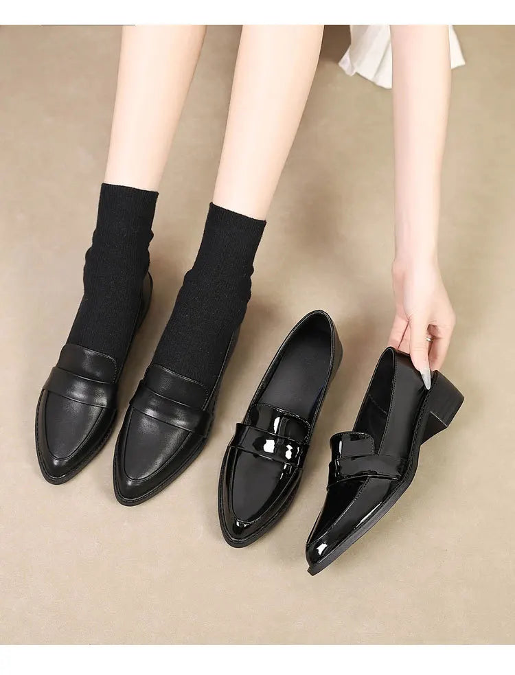 Women's Black Patent Leather Work Loafers