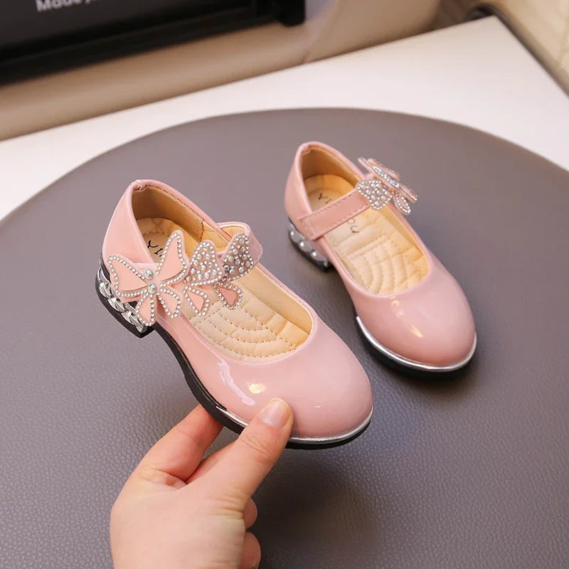 Girls' Rhinestone Butterfly Party Loafers