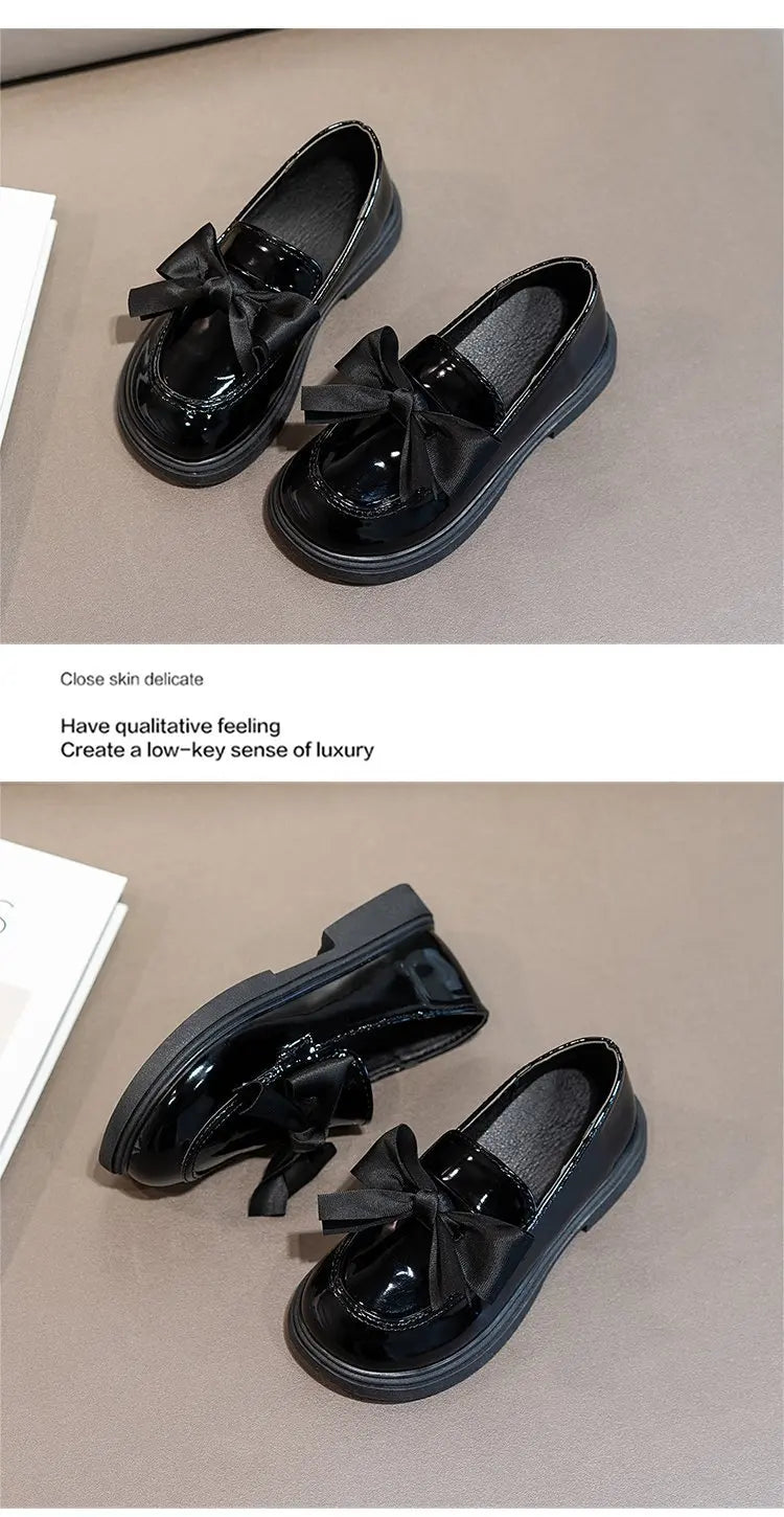 Girls' Leather Bow Oxford Loafers