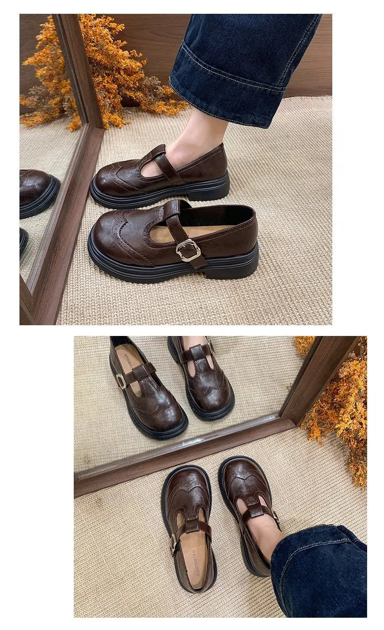 Women's Block Heel Mary Jane Loafers
