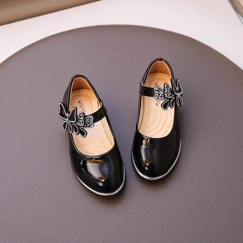 Girls' Rhinestone Butterfly Party Loafers