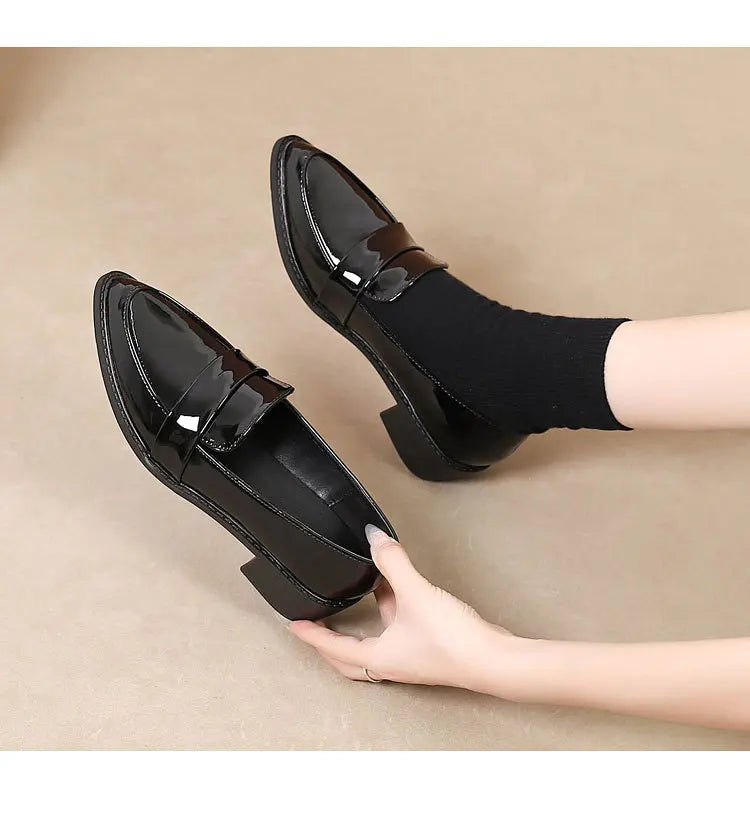 Women's Black Patent Leather Work Loafers