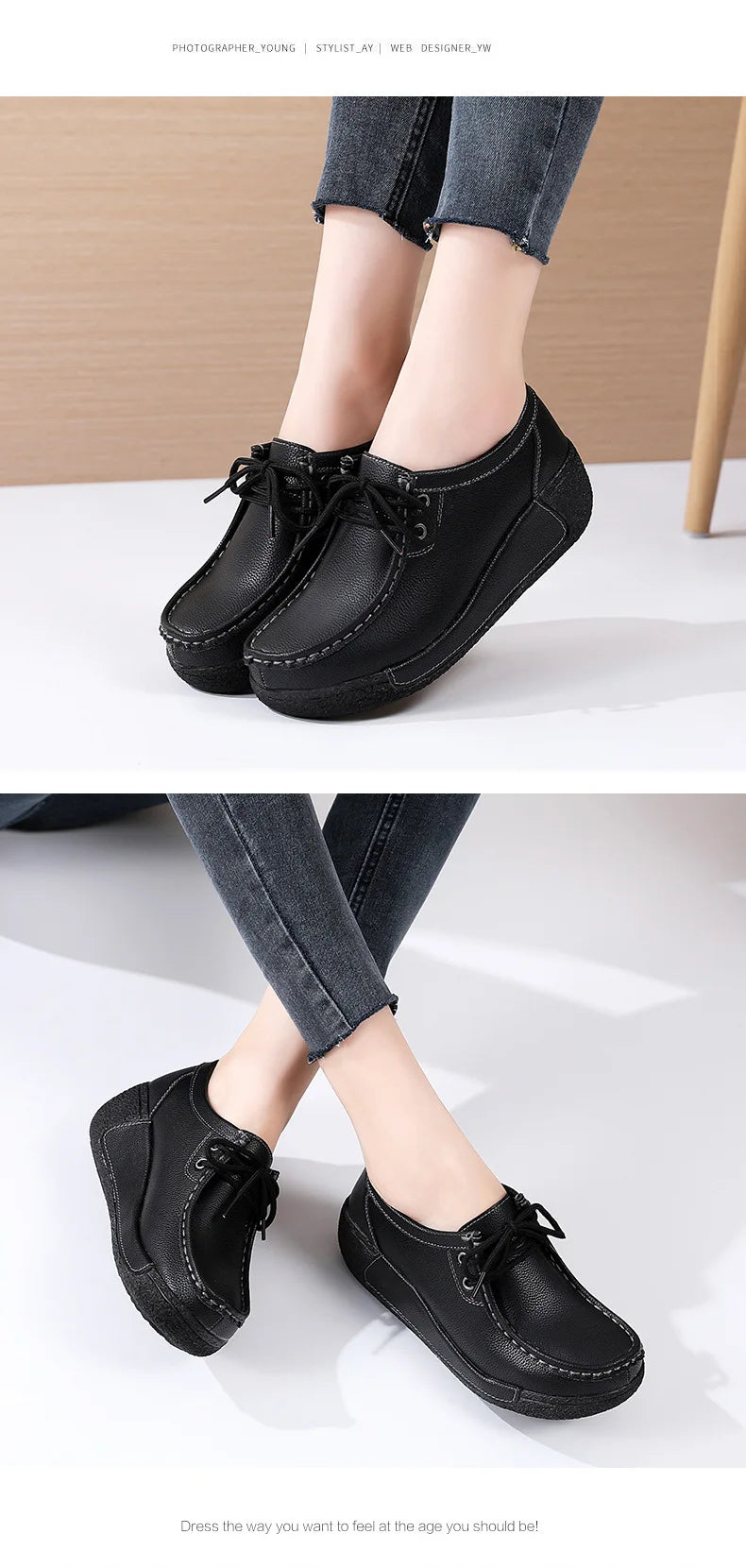 Women's Real Leather Flatform Loafers