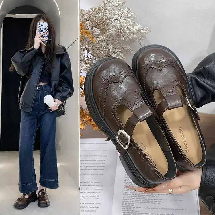 Women's Block Heel Mary Jane Loafers