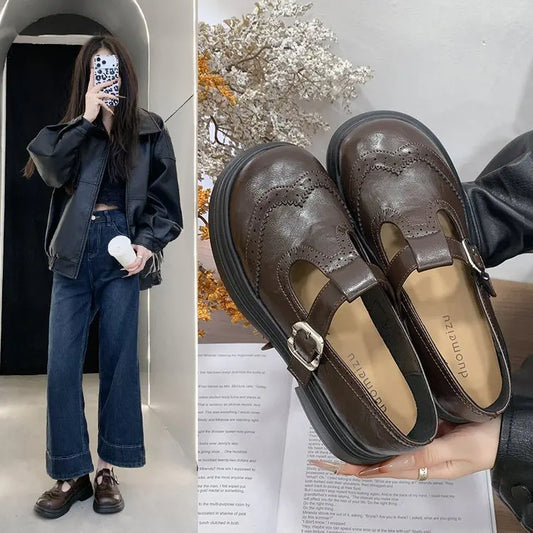 Women's Block Heel Mary Jane Loafers