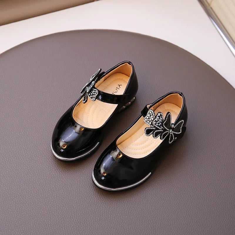 Girls' Rhinestone Butterfly Party Loafers