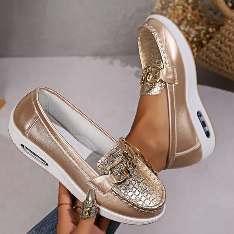 Women's PU Leather Wedge Loafers
