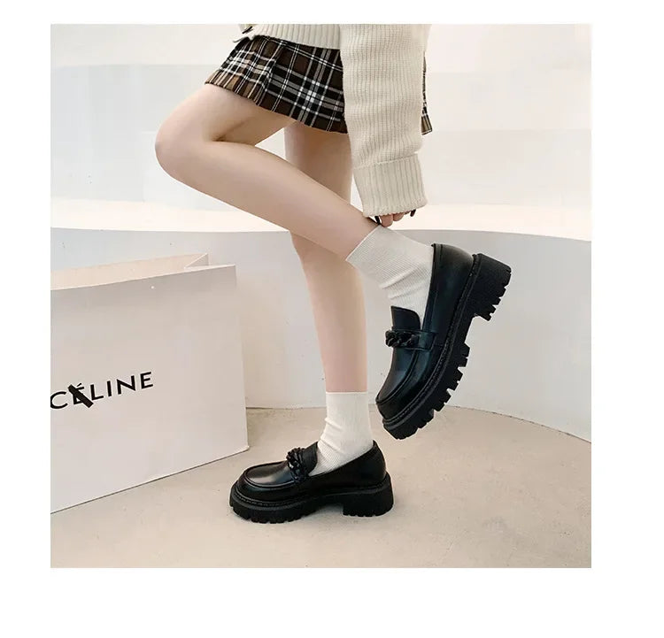 Women's Black Patent Platform Loafers
