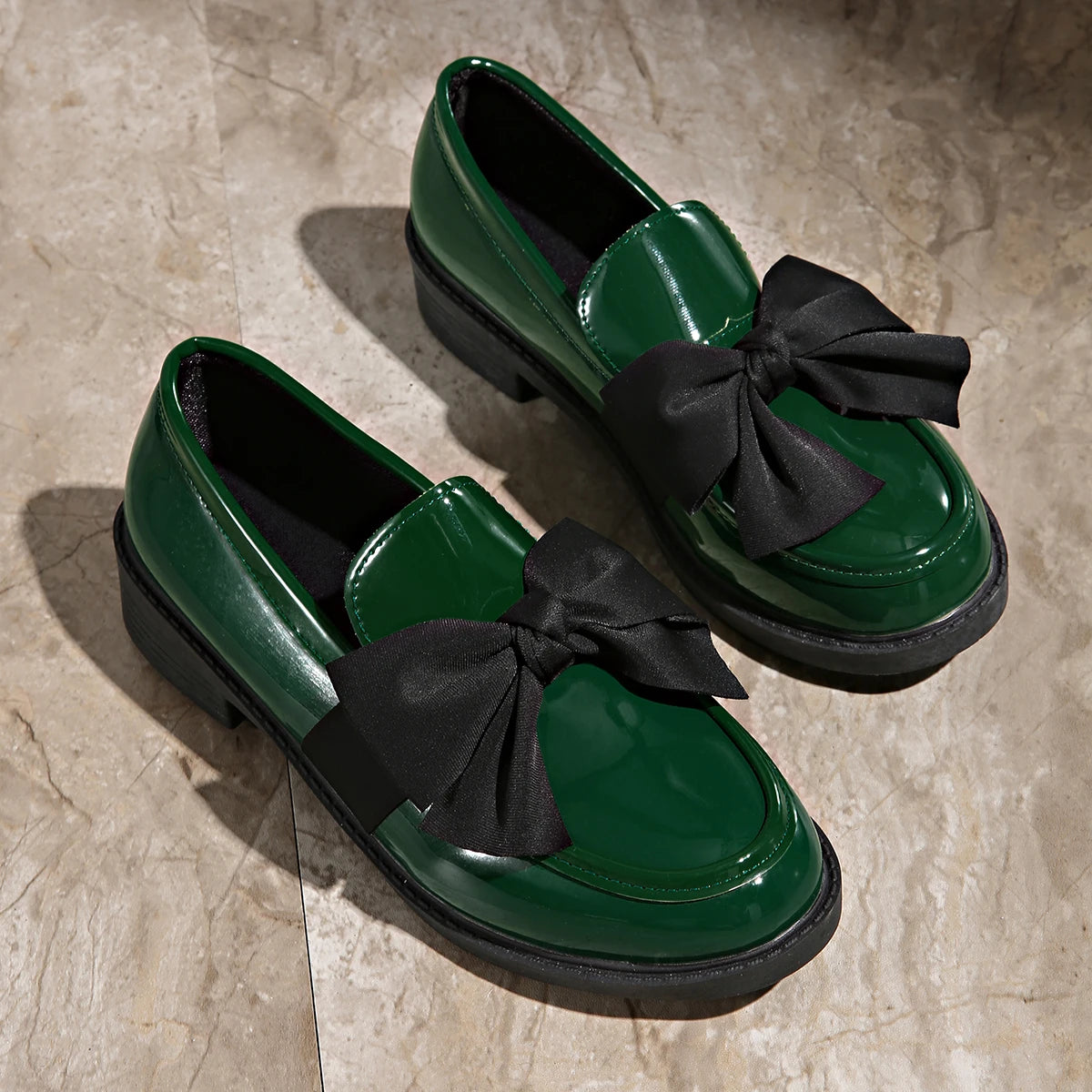 Women's Patent Leather Bow Loafers