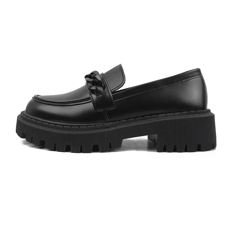 Women's Black Patent Platform Loafers