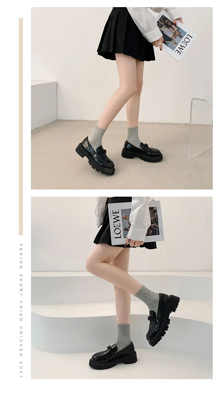 Women's Black Patent Platform Loafers