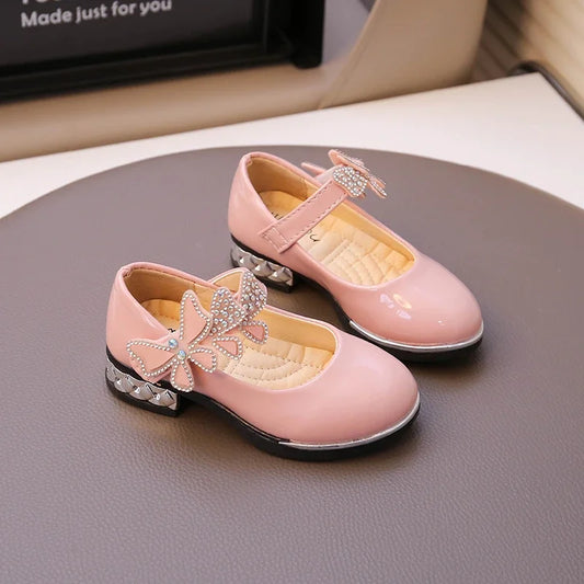 Girls' Rhinestone Butterfly Party Loafers