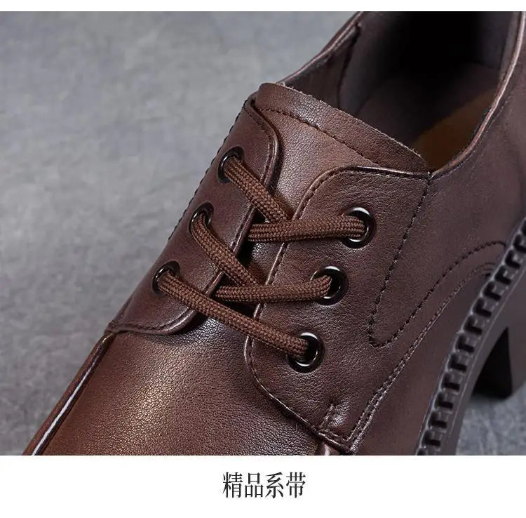 Women's Brown Lace-Up Platform Loafers