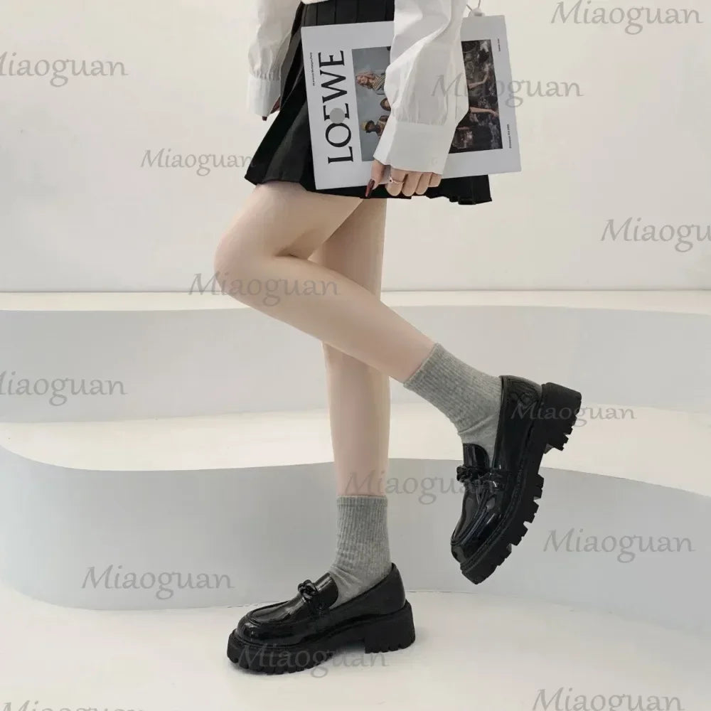 Women's Black Patent Platform Loafers