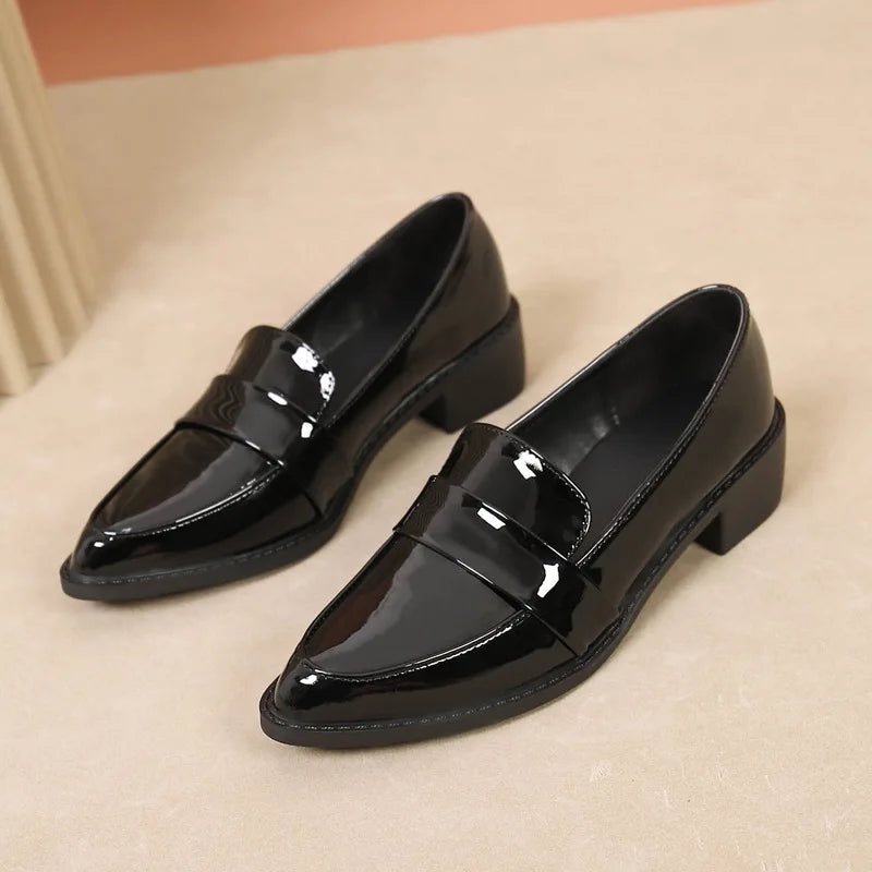 Women's Black Patent Leather Work Loafers