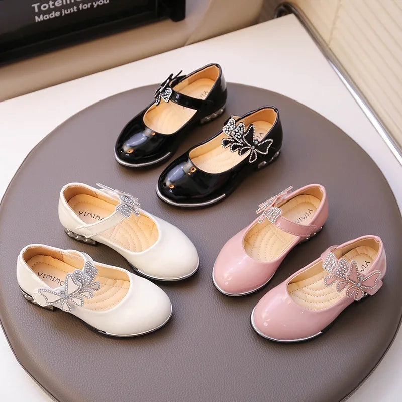 Girls' Rhinestone Butterfly Party Loafers