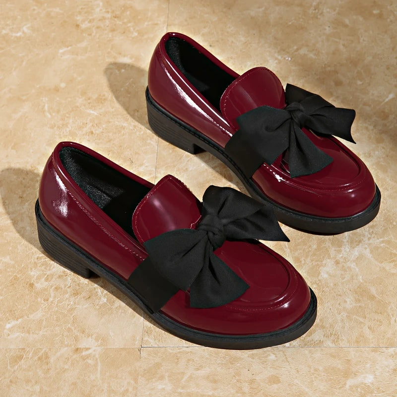 Women's Patent Leather Bow Loafers