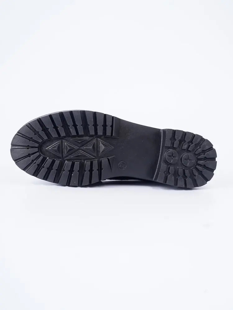 Women's Black Metal Chain Platform Loafers