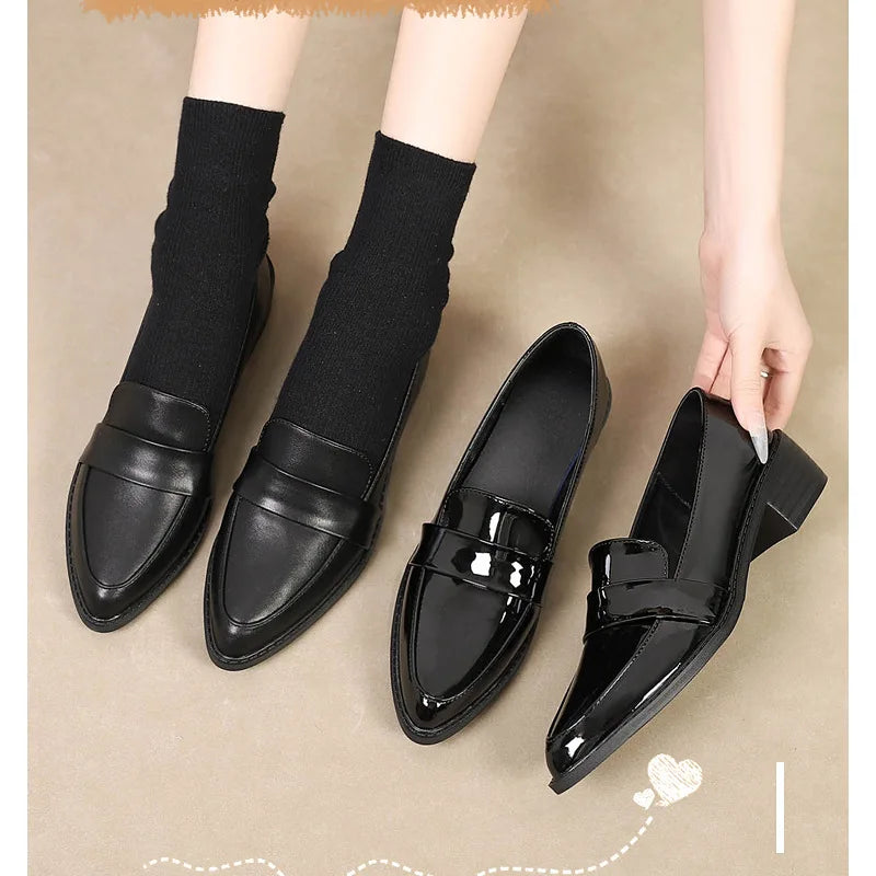 Women's Black Patent Leather Work Loafers