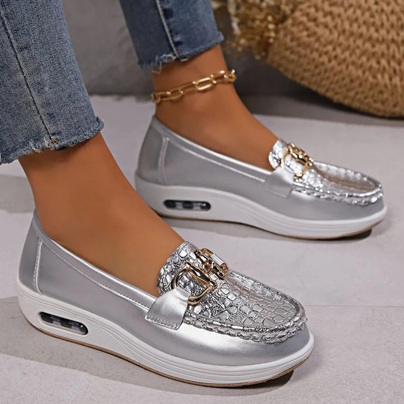 Women's PU Leather Wedge Loafers