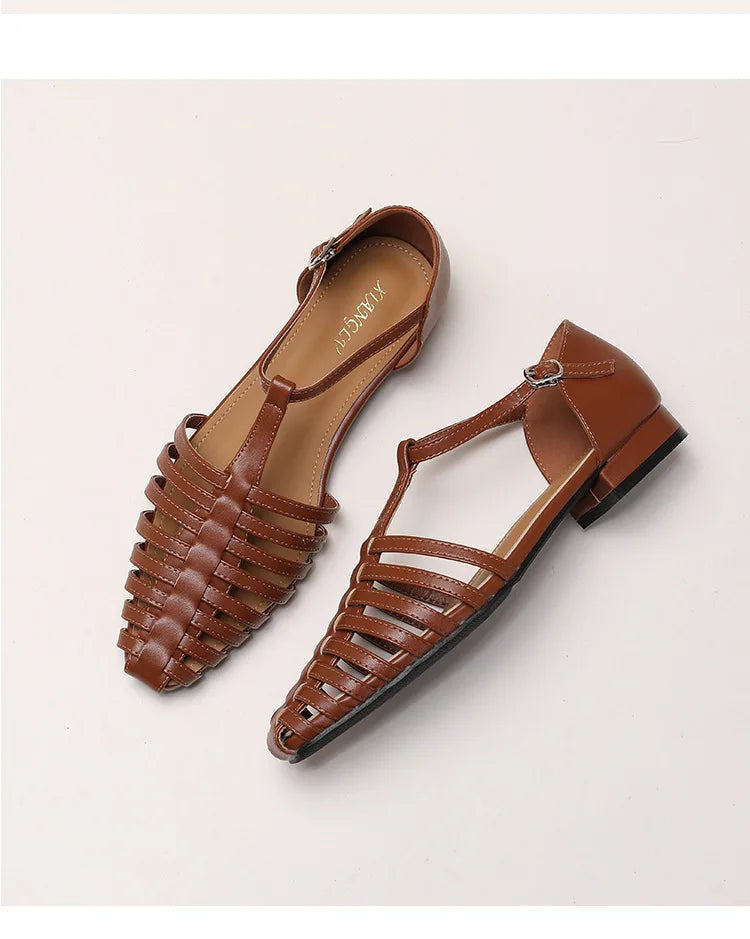 Womens T Bar Woven Ballet Flats styling view - womens Mary Jane flats UK view 7