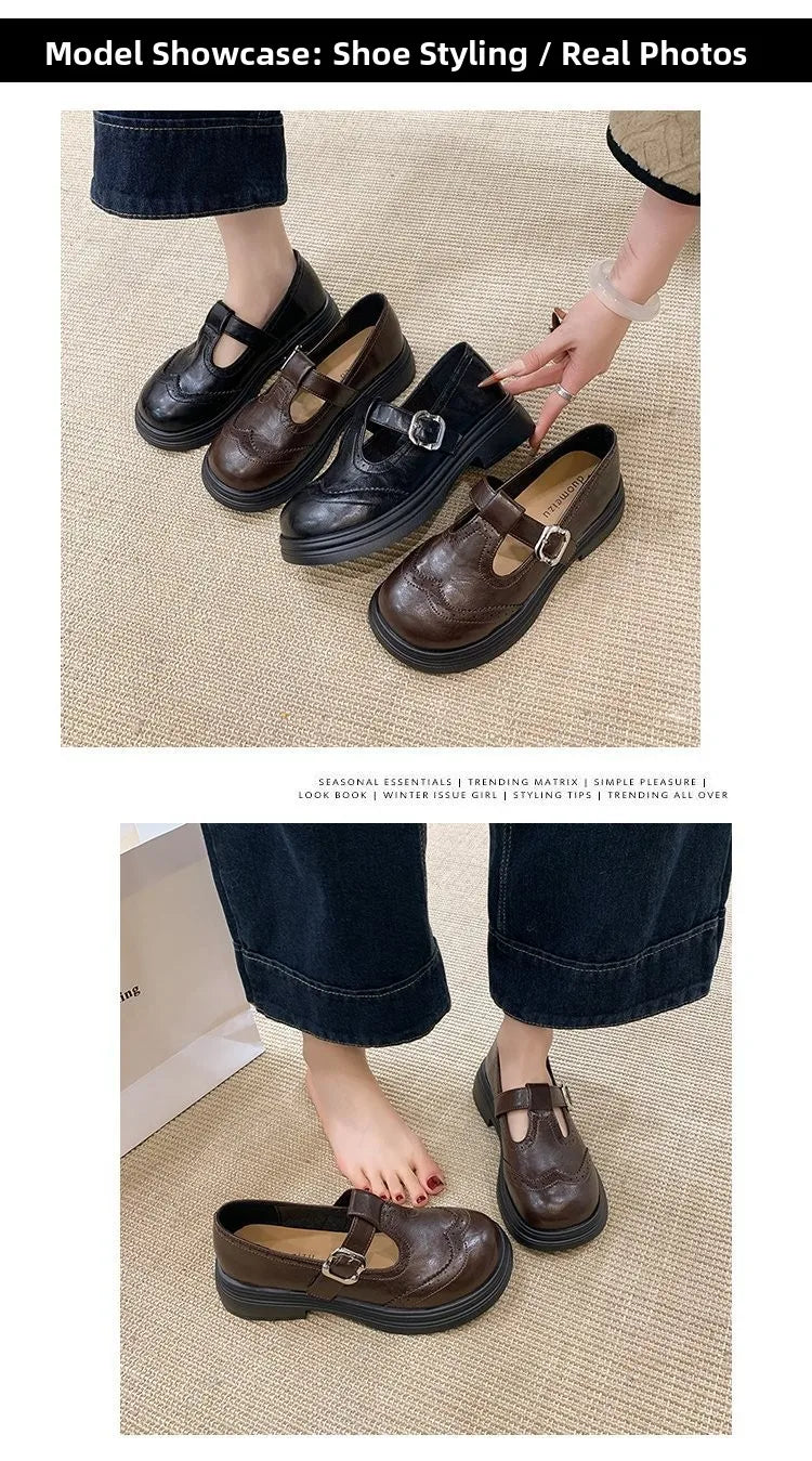 Women's Block Heel Mary Jane Loafers