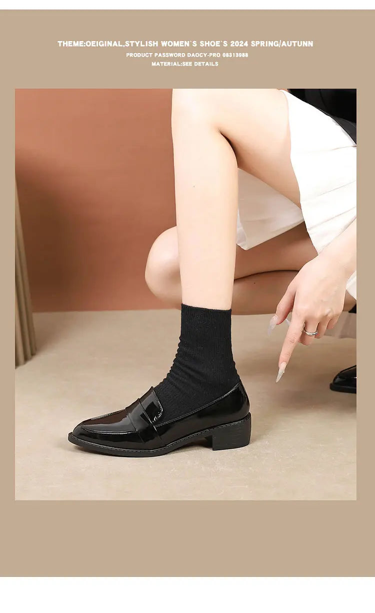 Women's Black Patent Leather Work Loafers