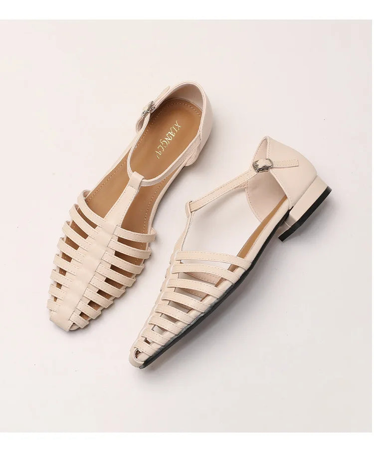 Womens T Bar Woven Ballet Flats woven detail - womens Mary Jane flats UK view 7