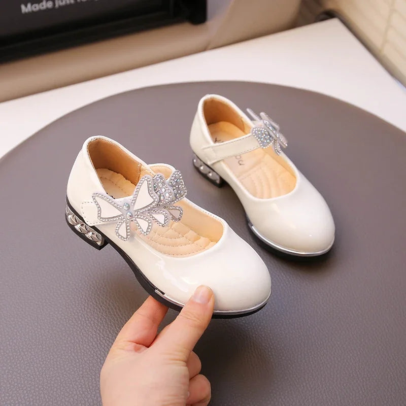 Girls' Rhinestone Butterfly Party Loafers