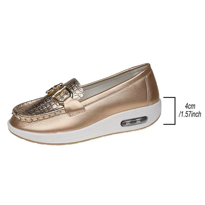 Women's PU Leather Wedge Loafers