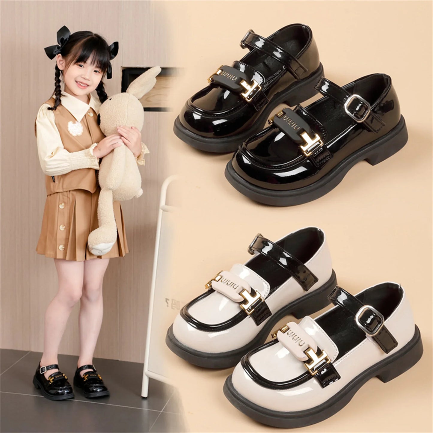 Girls' British Style Princess Loafers