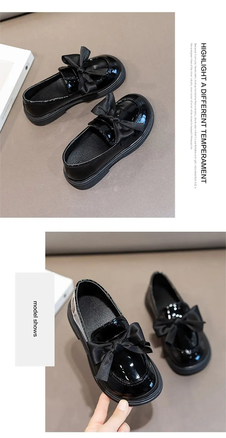 Girls' Leather Bow Oxford Loafers