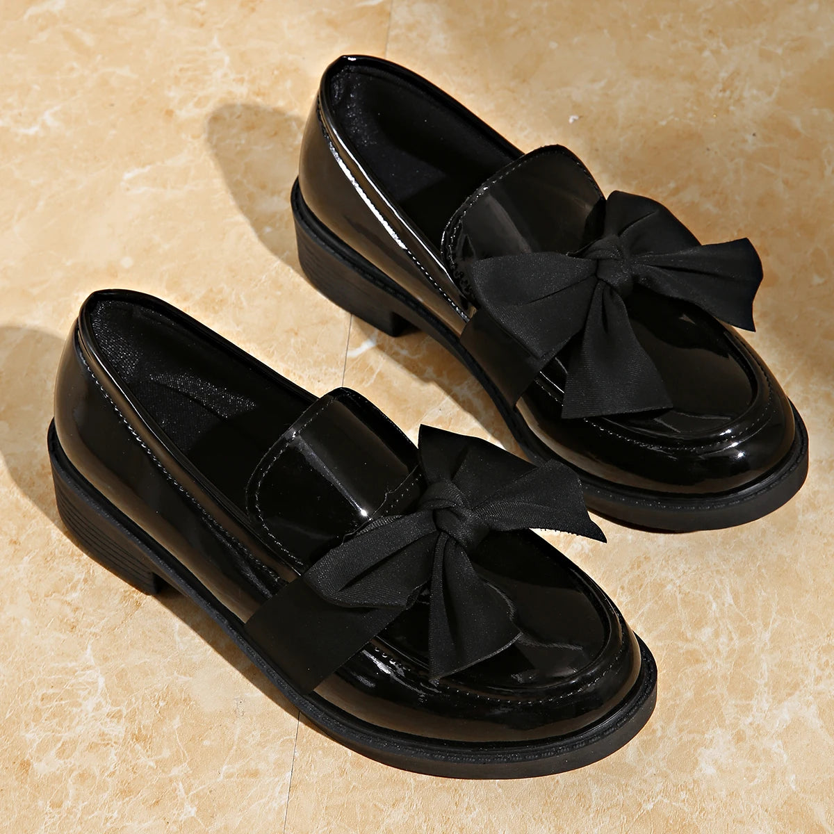 Women's Patent Leather Bow Loafers