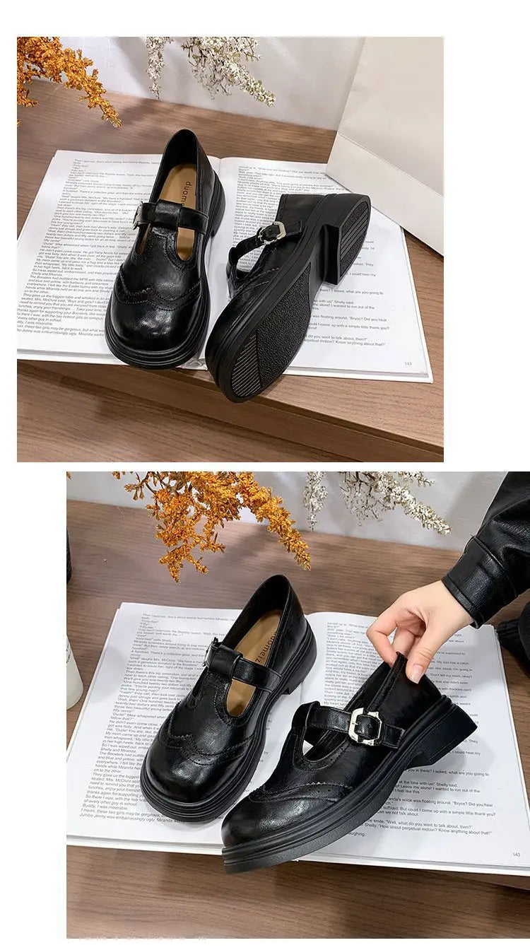 Women's Block Heel Mary Jane Loafers