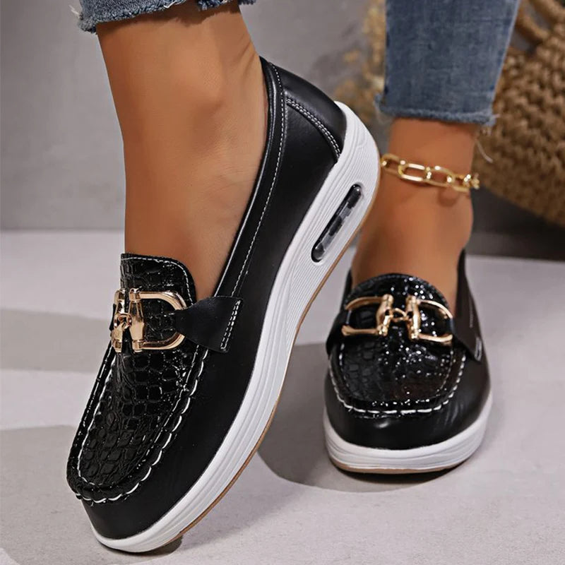 Women's PU Leather Wedge Loafers