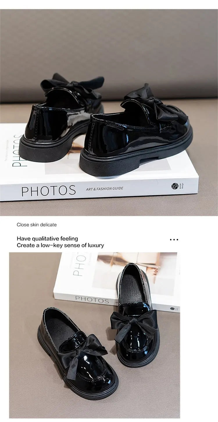 Girls' Leather Bow Oxford Loafers