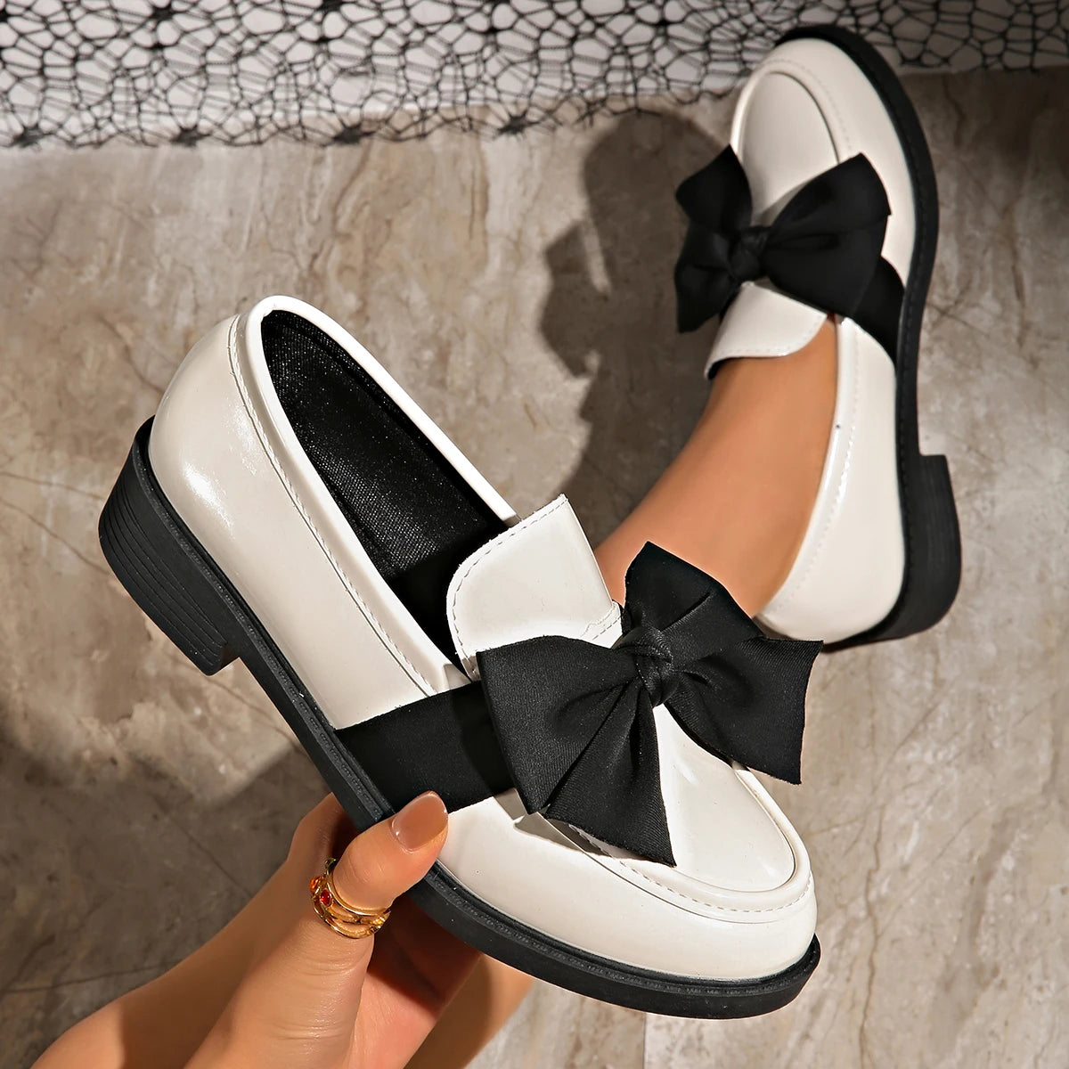 Women's Patent Leather Bow Loafers