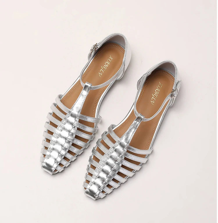 Womens T Bar Woven Ballet Flats sole view - womens Mary Jane flats UK view 6