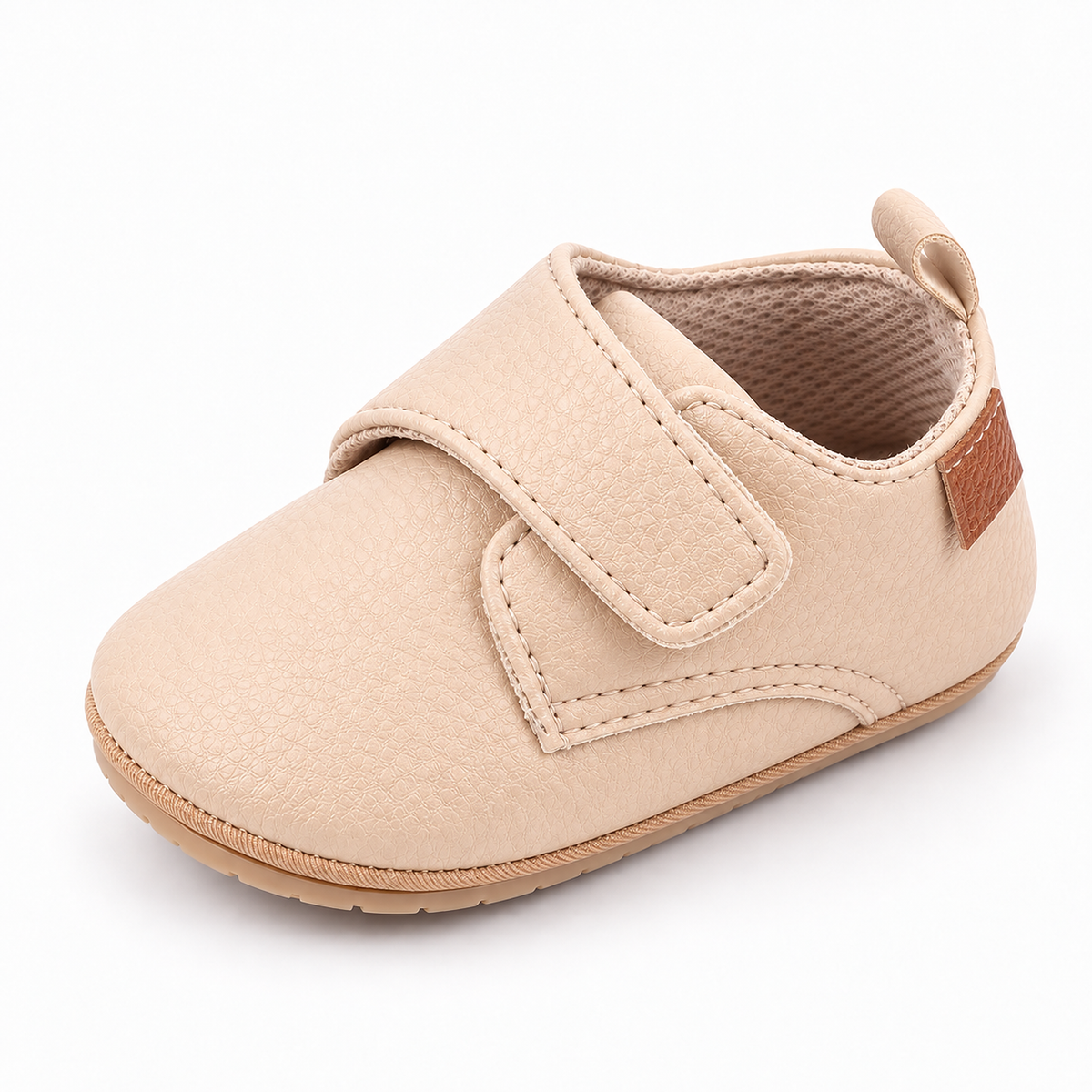 Baby Velcro First Walker Shoes Beige - chaussures premiers pas bebe beige creme avec fermeture velcro et semelle souple
