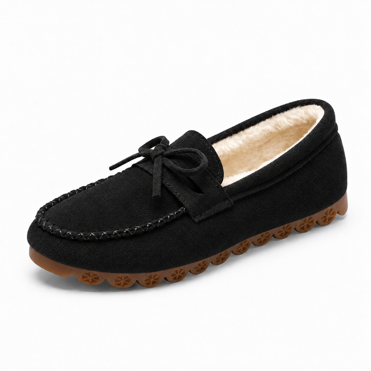 Womens Fur Lined Moccasin Loafers sole detail - comfortable ladies loafers UK