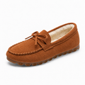 Womens Fur Lined Moccasin Loafers front view - cosy moccasin loafers UK