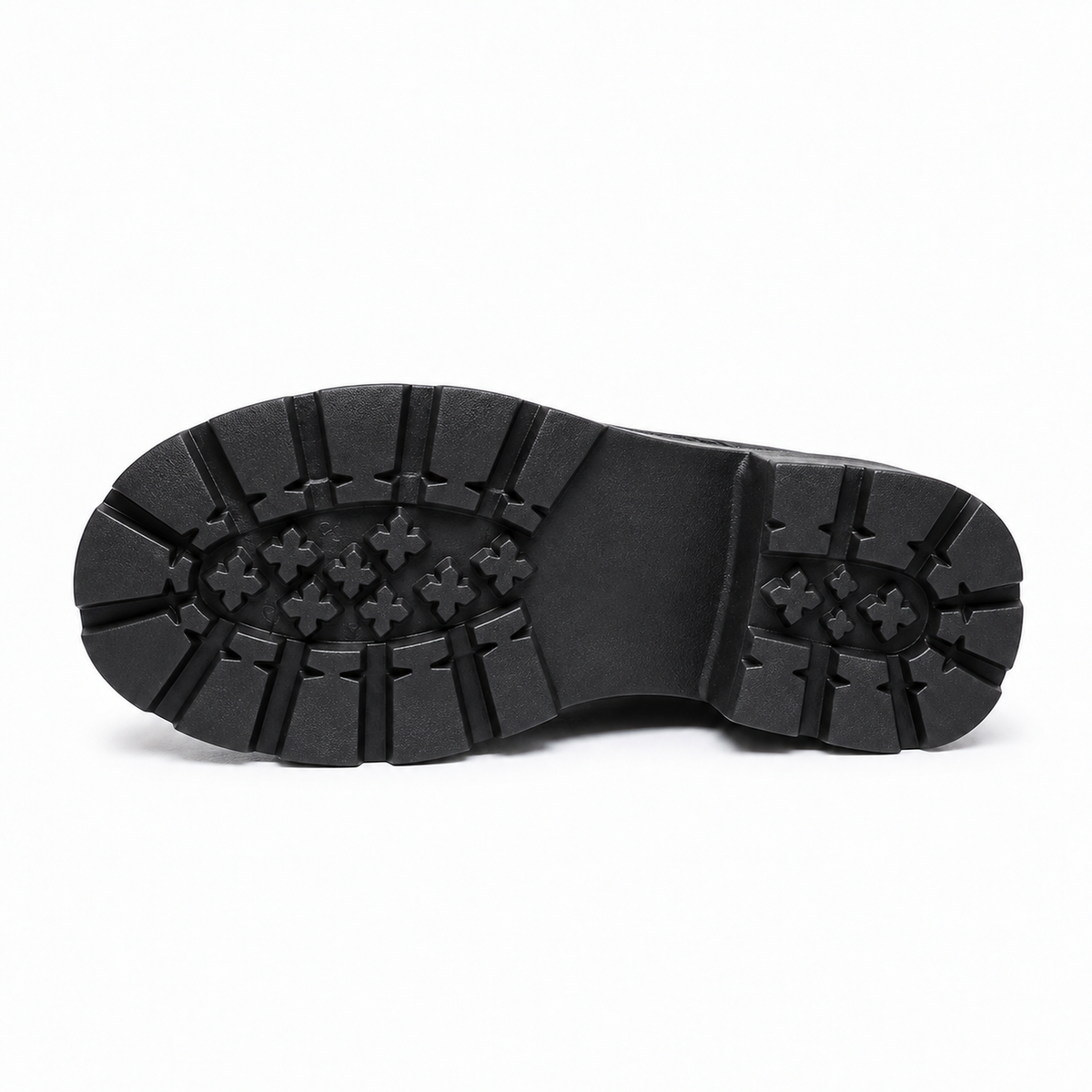 Kids Tassel Bow Loafers Black - lug sole detail. Detailed outsole photo of black kids tassel bow loafers showing the textured lug sole grip pattern for a complete product gallery.