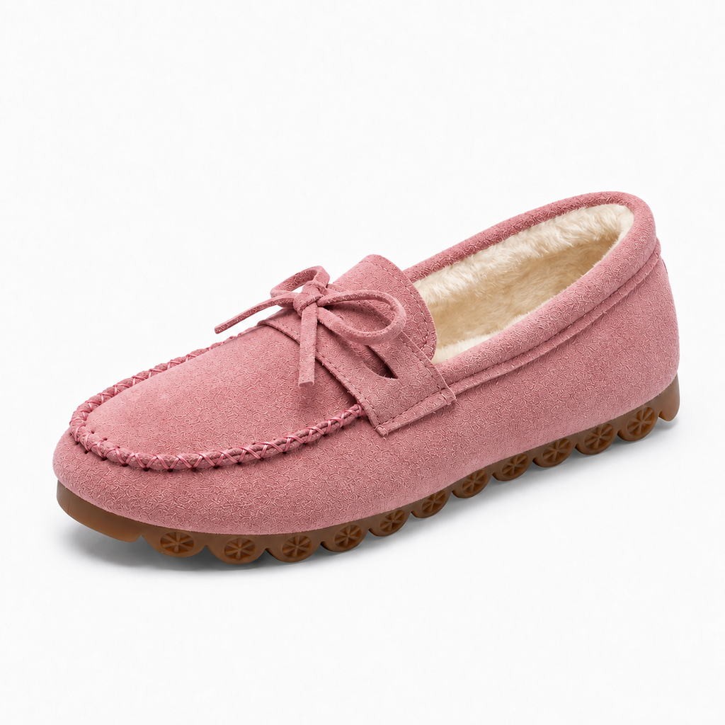 Womens Fur Lined Moccasin Loafers detail view - soft lined loafers UK