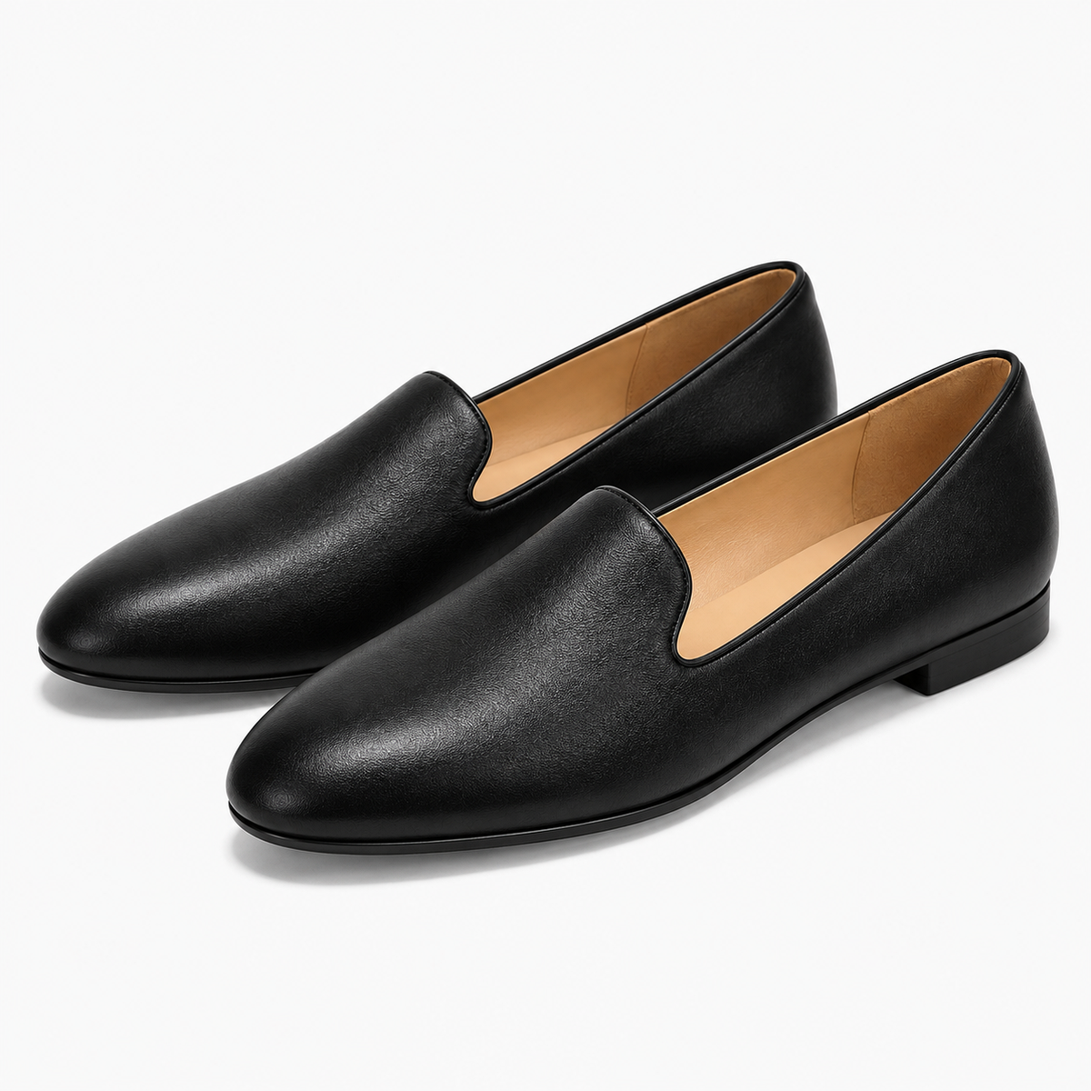 Black Womens Slip On Loafers pair view - womens loafers UK